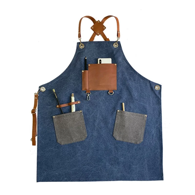 Cross-back Canvas Apron Barista Bartender Pastry Restaurant Uniform Barber Hairdresser Florist Gardener Crafting Workwear