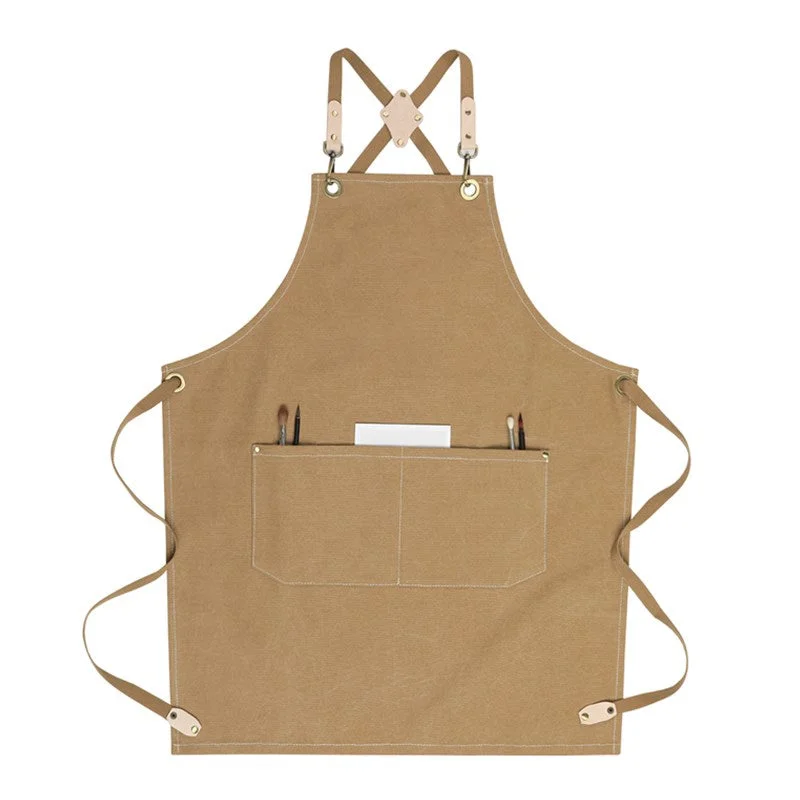 Cross-back Canvas Apron Cafe Barista Bartender Restaurant Server Pastry Chef Uniform Florist Barber Artist Gardener Workwear