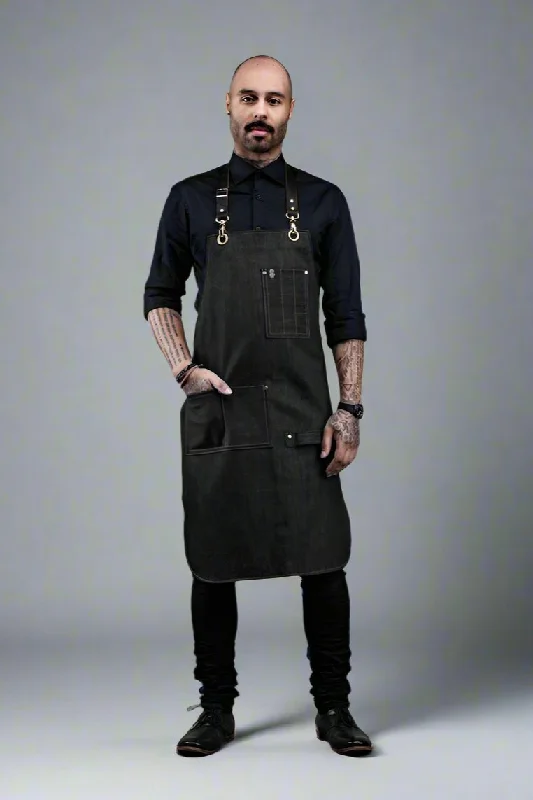 Denim Bartender Apron - Charcoal Grey