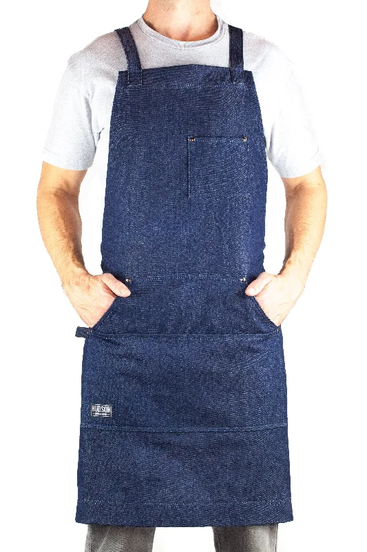 Denim Apron for Kitchen, Grill, and BBQ (Blue Denim) - HDG805D