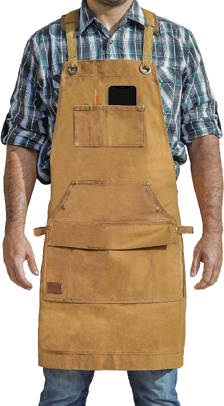 Heavy Duty 16 oz Waxed Canvas Woodworking Apron - HDG901W