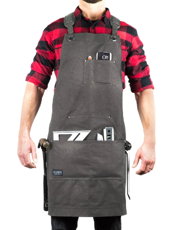 Heavy Duty 16 oz Waxed Canvas Tool Apron - DELUXE EDITION (Grey) - HDG901DG