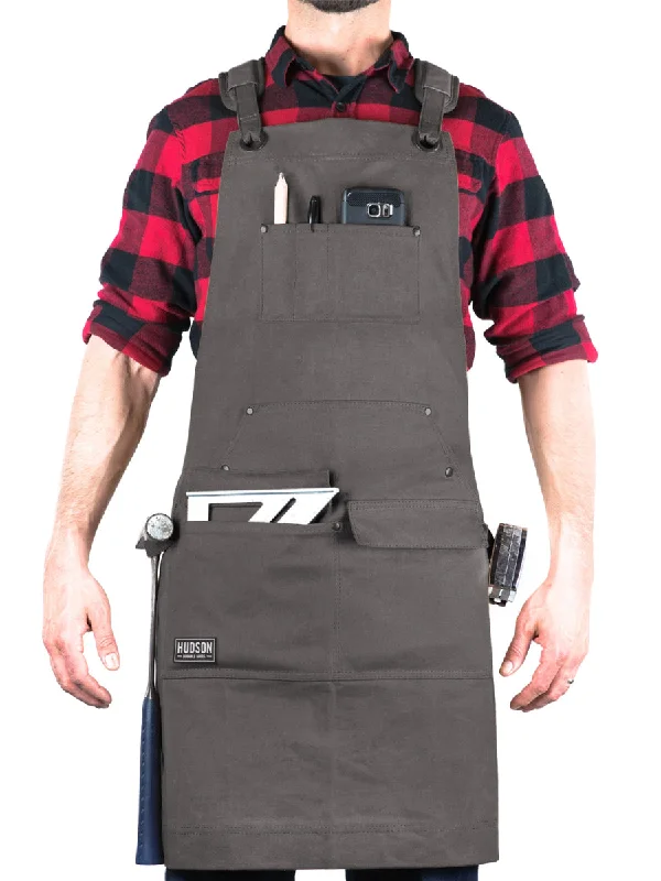 Heavy Duty 16 oz Waxed Canvas Woodworking Apron (Grey) - HDG901WG