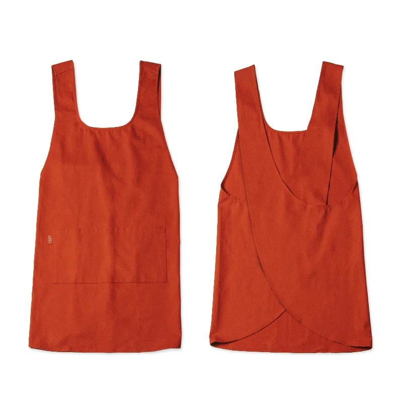 Hudson Durable Goods Cross Back Smock Apron for Women in Terracotta