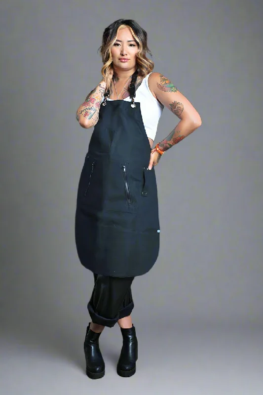 BLEACH-PROOF BLACK DENIM STYLIST APRON - Gold / Chrome / Black Hardware - 4 Sizes