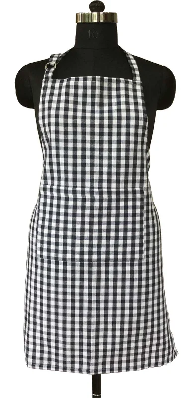 Lushomes Apron for Women, Checks Kitchen Apron for Men, Cooking Apron, apron for kitchen, kitchen dress for cooking, cotton apron for women with Adjustable Buckle, Size 64x81 cms, Colour blue, Pkof1