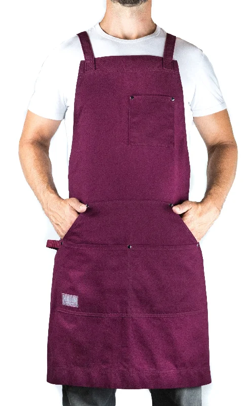 Professional Grade Apron for Kitchen, Grill, and BBQ (Burgundy) - HDG805R