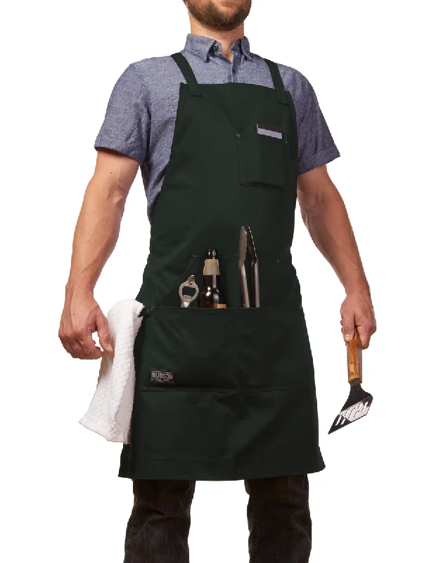 Professional Grade Apron for Kitchen, Grill, and BBQ (Green) - HDG805GR