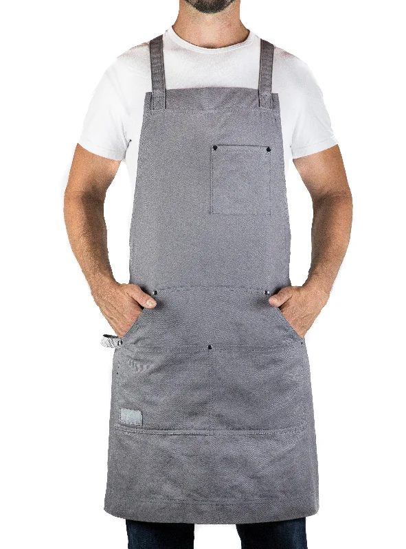 Professional Grade Apron for Kitchen, Grill, and BBQ (Grey) - HDG805G