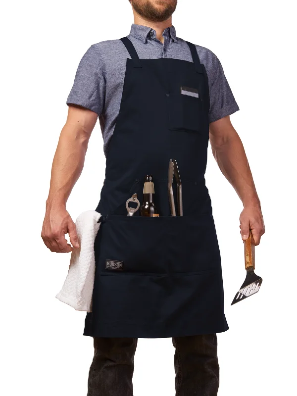 Professional Grade Apron for Kitchen, Grill, and BBQ (Navy) - HDG805N