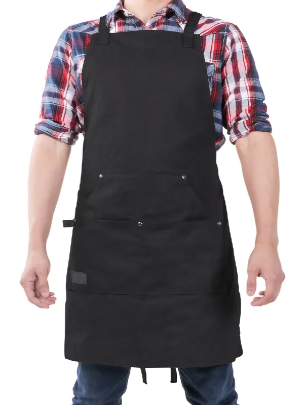 Professional Grade Chef Apron for Kitchen, BBQ, & Grill (Black) - No Top Pocket - HDG815