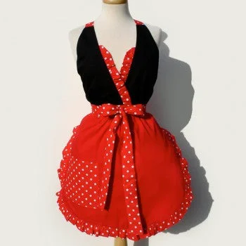 True Red Polka Dot Apron Item #A979