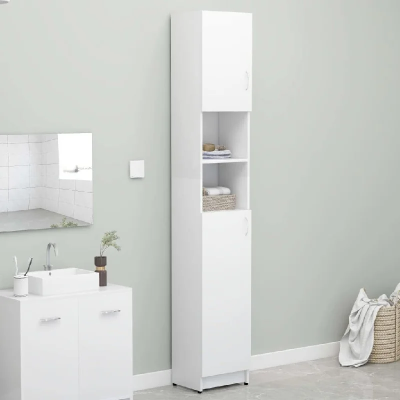 Bathroom Storage Cabinet Tall Cabinet with Door and 2 Shelves, Medicine Cabinet Organizer Wooden Accent Cabinet Storage Tower