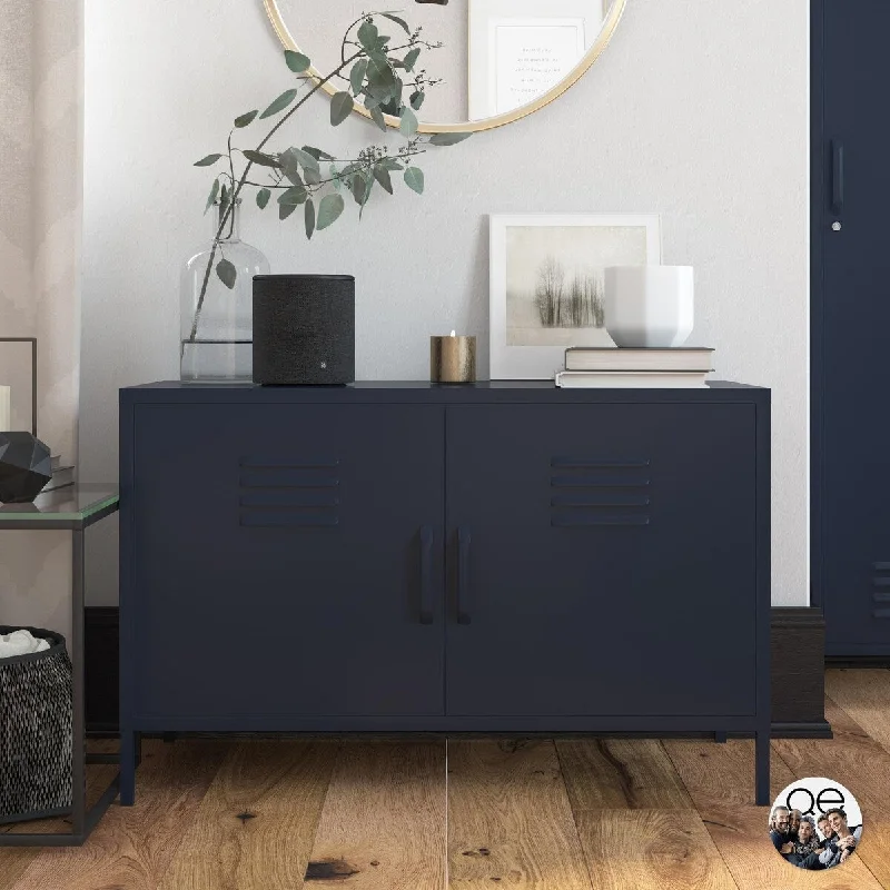 Bradford 2 Door Metal Locker Accent Cabinet, Navy