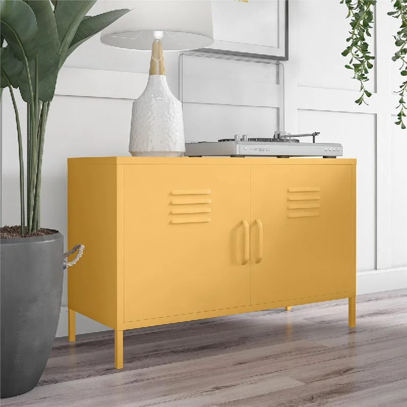 Cache 2 Door Metal Locker Accent Cabinet, Yellow