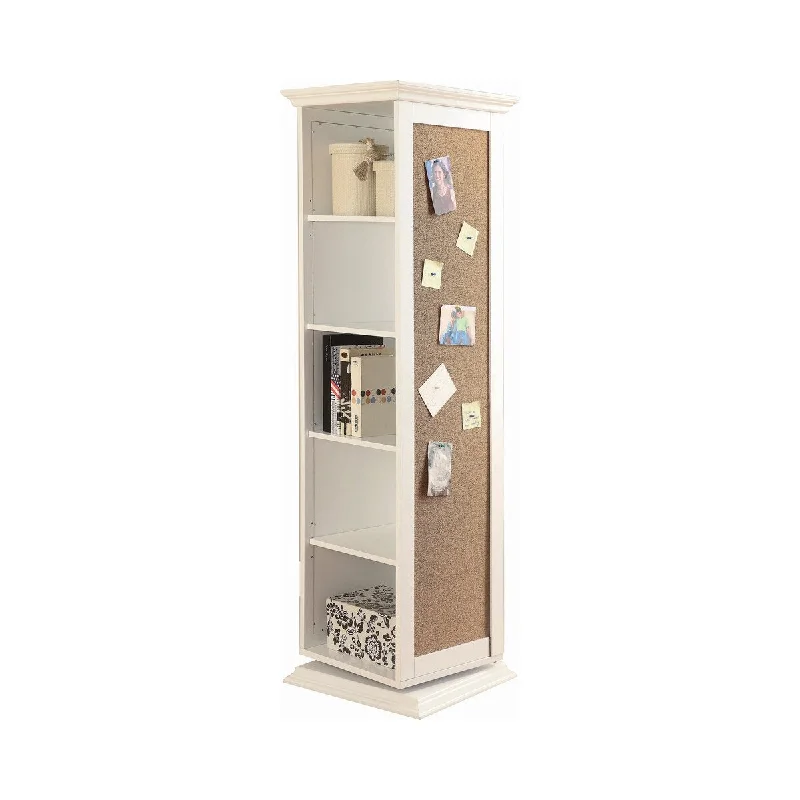 Swivel Accent Cabinet with Cork Board White