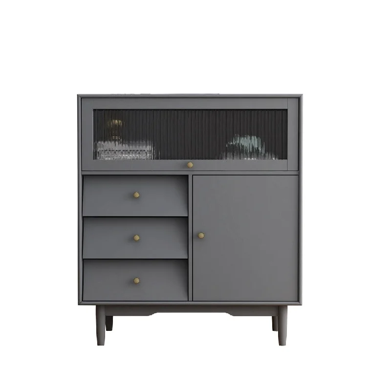 35'' Storage Cabinet with 1 Glass Door and 4 Drawers Accent Cabinet - N/A