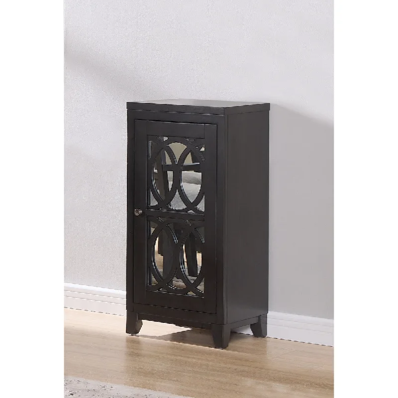 Accent Cabinet Chest Concealed Storage Wooden Glass Door Wooden