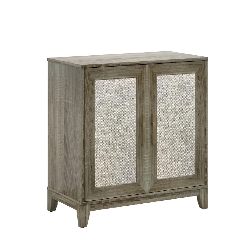 Accent Cabinet with Reversible Textile Door Panels in Oak