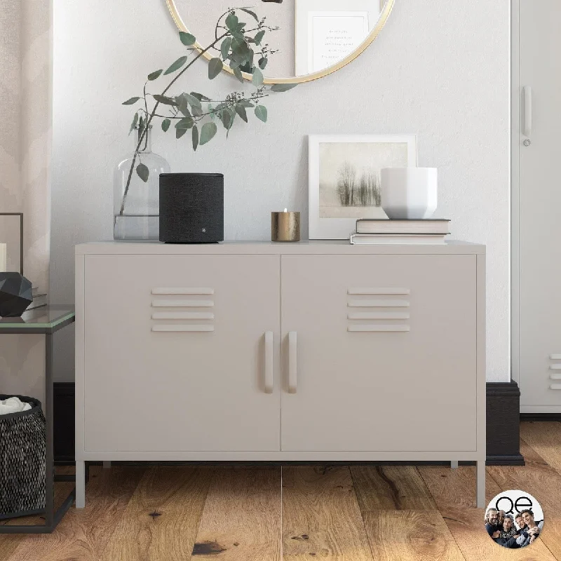 Bradford 2 Door Metal Locker Accent Cabinet, Taupe