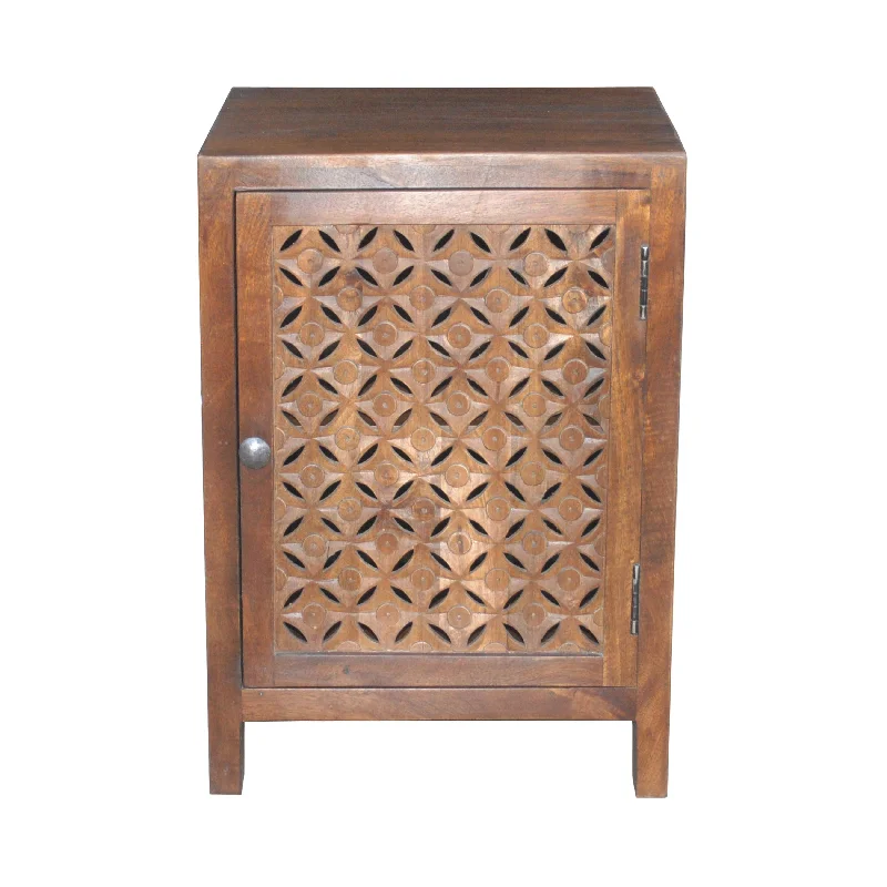 Eben One Door Mango Wood Accent Cabinet in Brown by Kosas Home - 17Wx15Dx24H