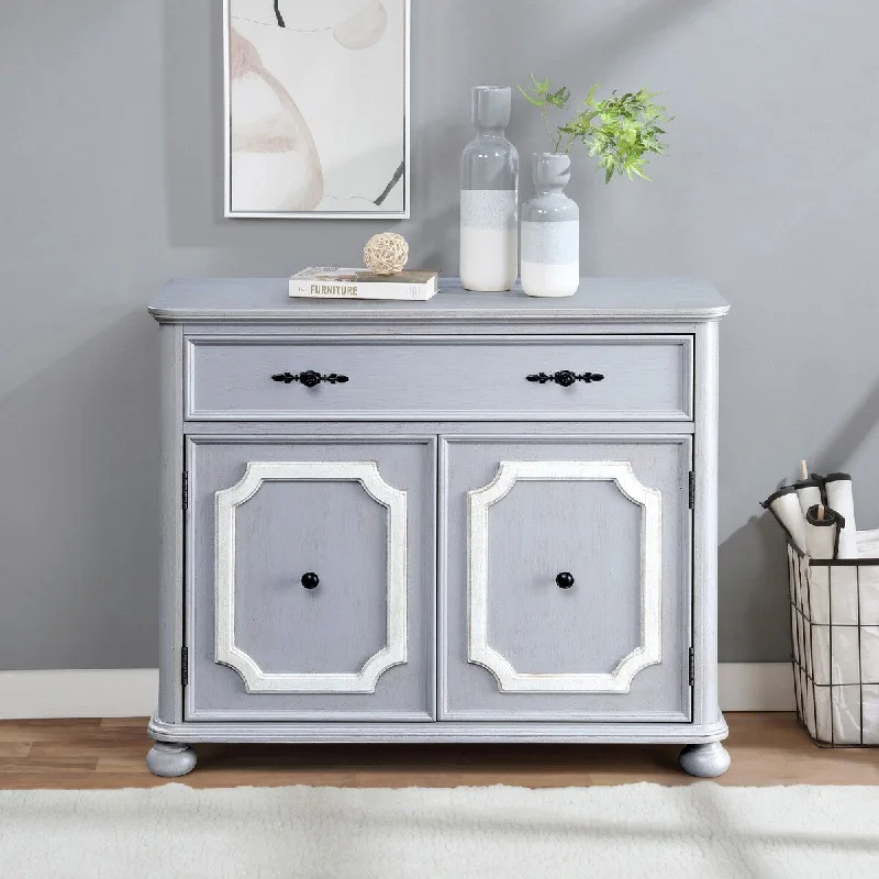 Grey 2-Door Accent Cabinet With 1 Drawer