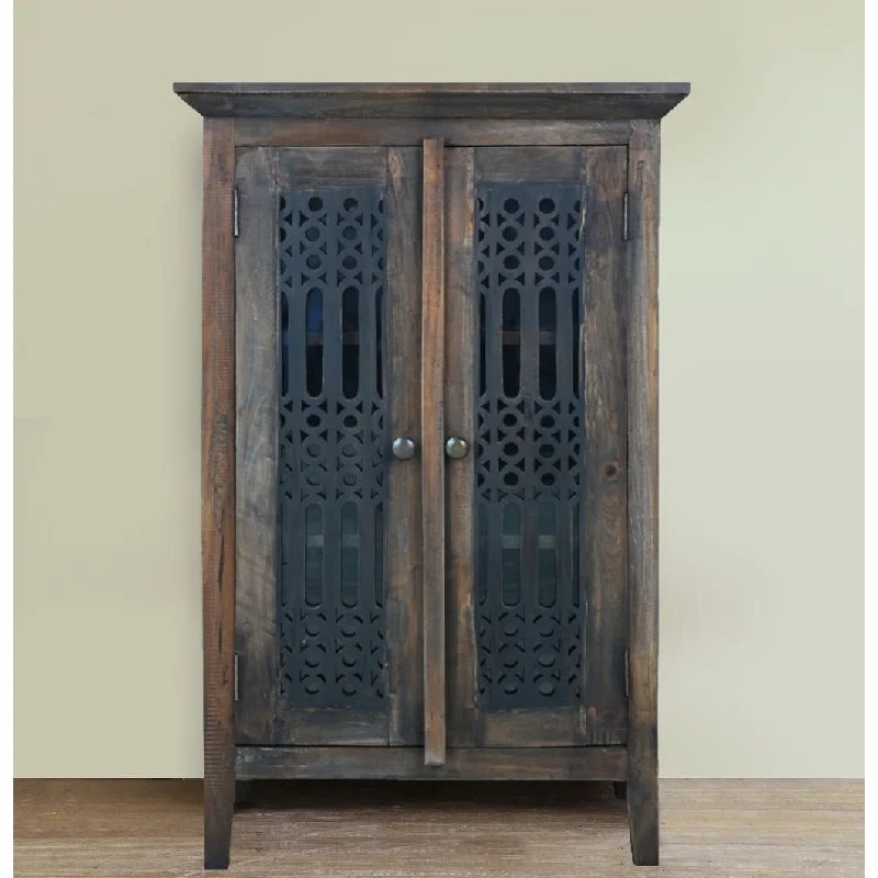 Shabby Chic Cottage Distressed Black and Raftwood Brown Wood Accent Cabinet - 15"L x 26"W x 42"H