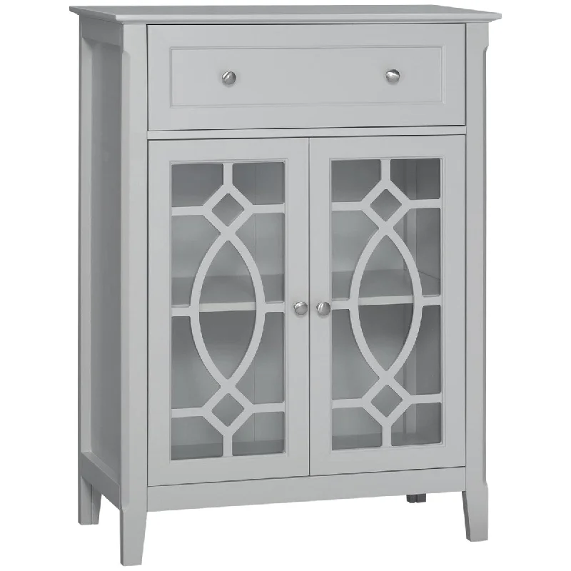 Sideboard Buffet Cabinet, Kitchen Storage Cabinet, Accent Cabinet with Drawer, Double Glass Doors and Adjustable Shelves