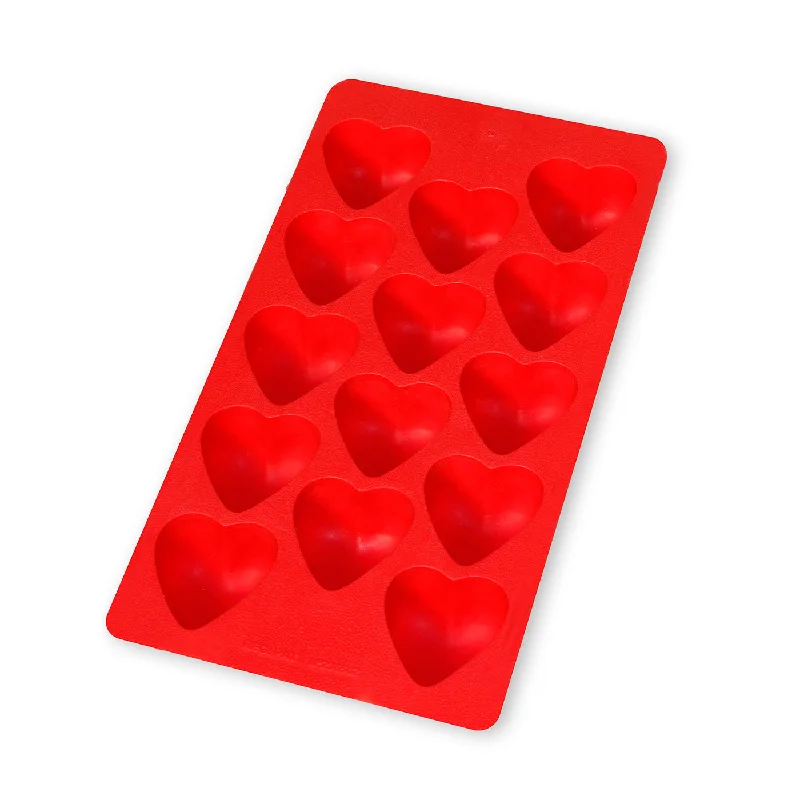 Lekue Heart Shapes Silicone Ice Cube Tray, Red