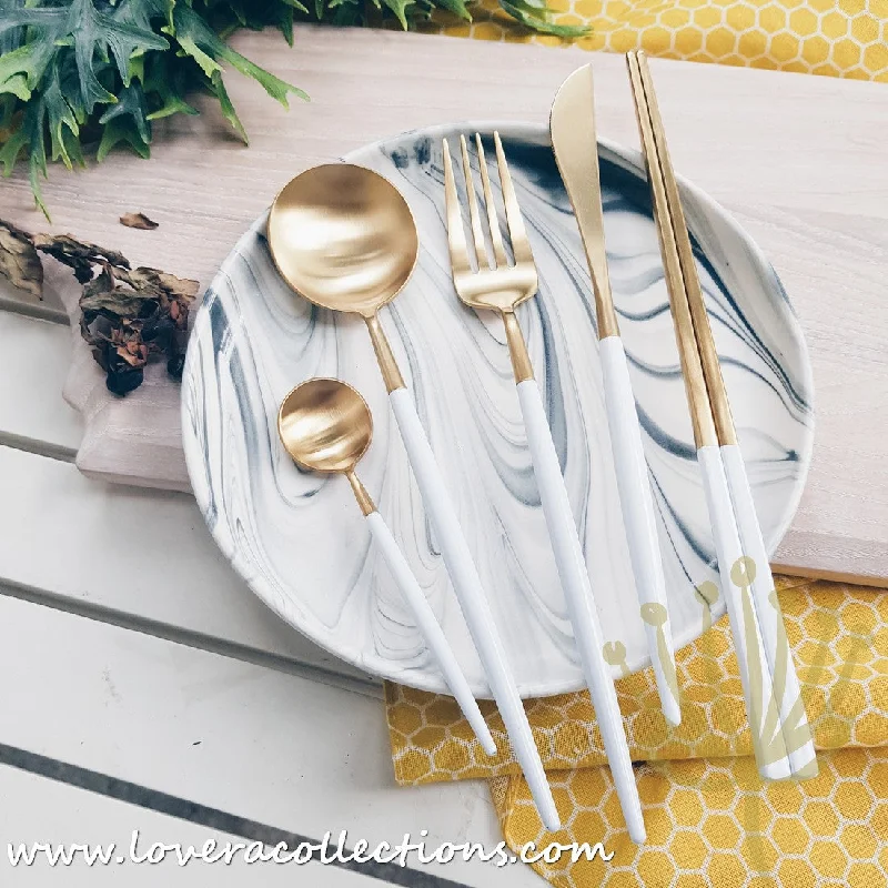 *40% CLEARANCE SALE* Lux Gold White Stainless Steel SS304 Cutlery Collection