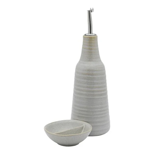 Ottawa Oil Bottle & Salt Dish Set Oyster