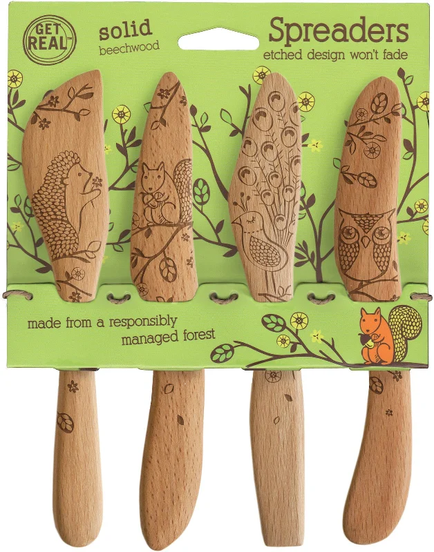 Talisman Designs Beechwood Spreaders, Woodland Collection, Set of 4