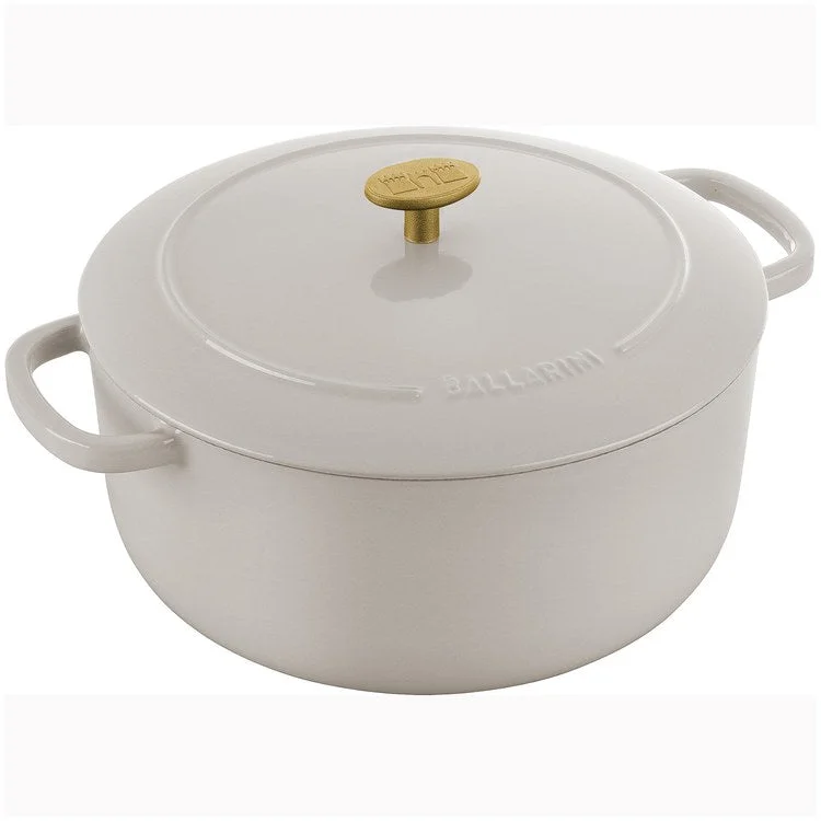 Bellamonte 5.75-Quart Cast Iron Round Dutch Oven - Crema White