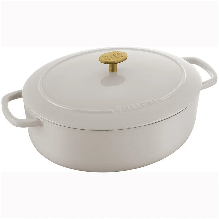 Bellamonte 4.75-Quart Cast Iron Oval Dutch Oven - Crema White