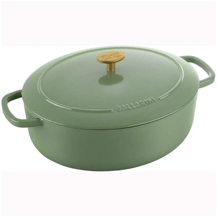 Bellamonte 4.75-Quart Cast Iron Oval Dutch Oven - Saggio Green