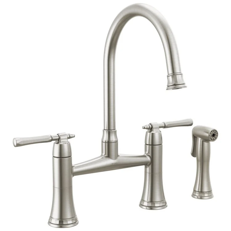 Kitchen Faucet Tulham 8 Inch Spread 2 Lever ADA Brilliance Stainless 1.8 Gallons per Minute