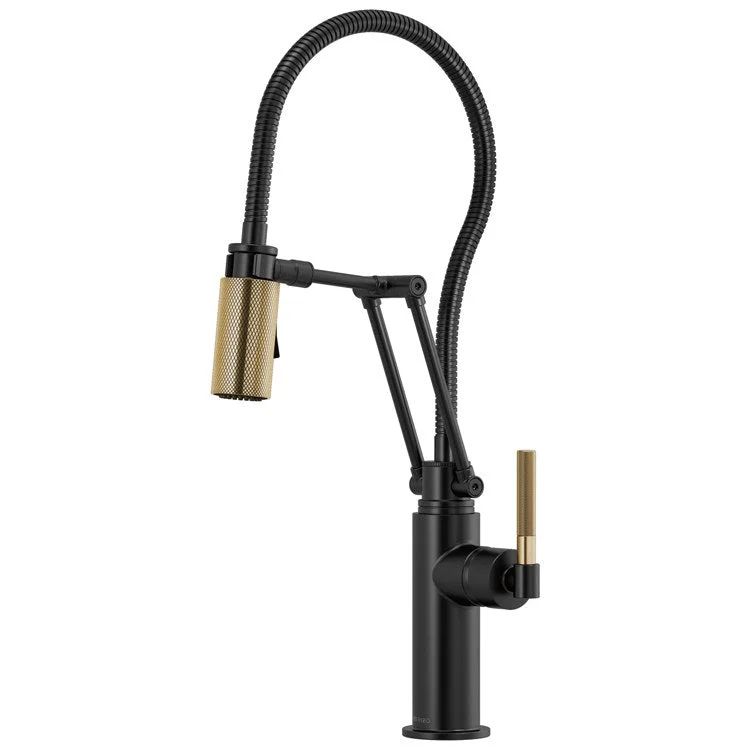 Kitchen Faucet Litze with Finished Hose 1 Round Lever ADA Matte Black/Brilliance Luxe Gold 1.8 Gallons per Minute