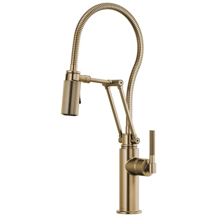 Kitchen Faucet Litze with Finished Hose 1 Round Lever ADA Brilliance Luxe Gold 1.8 Gallons per Minute