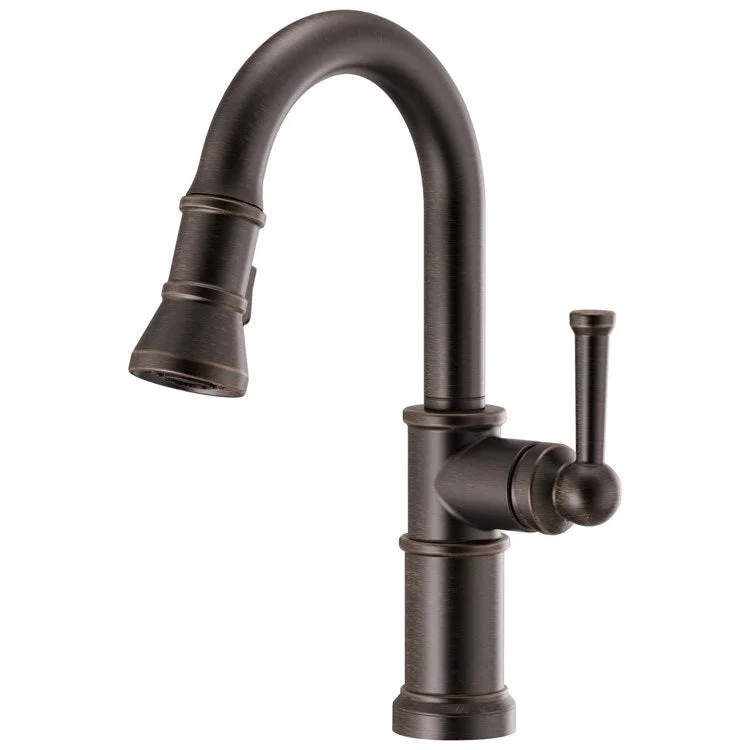 Prep Faucet Artesso 1 Lever ADA Venetian Bronze Pull Down 2 Function Wand Aerated Stream/Spray 360 Degree Swivel