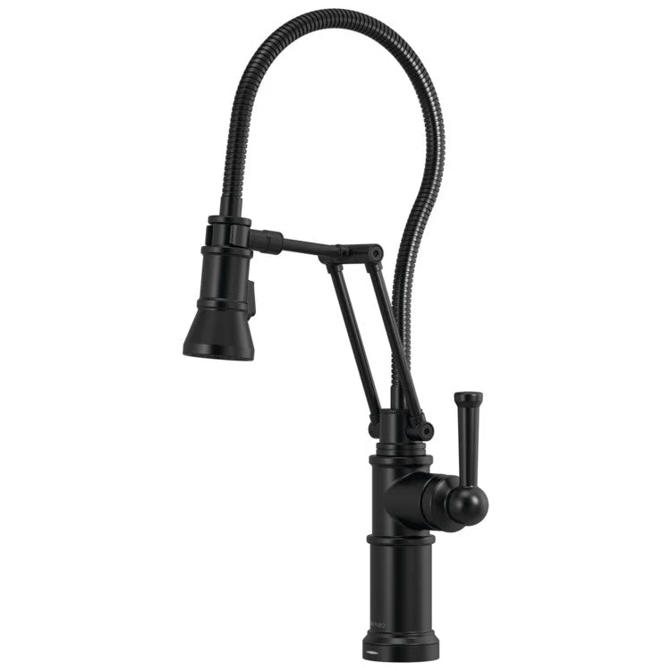 Kitchen Faucet Artesso SmartTouch Technology Articulating with Finished Semi-Flexible Hose 1 Lever ADA Matte Black 1.8 Gallons per Minute