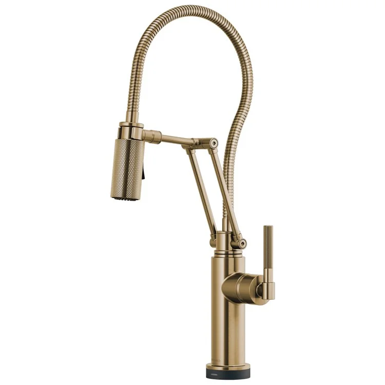 Kitchen Faucet Litze SmartTouch Technology with Finished Semi-Flexible Hose 1 Round Lever ADA Brilliance Luxe Gold 1.8 Gallons per Minute