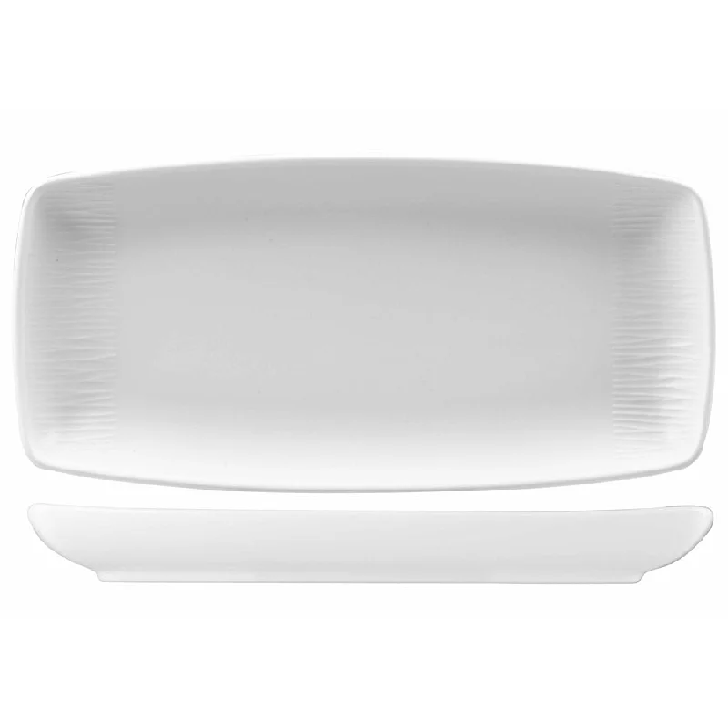 Churchill Bamboo 12" x 5.5" Oblong Plate, White 12 /Case - WHBALO111