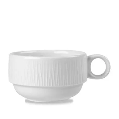 Churchill Bamboo 7 Oz Stacking Cup, White 12 /Case - WHBALC201