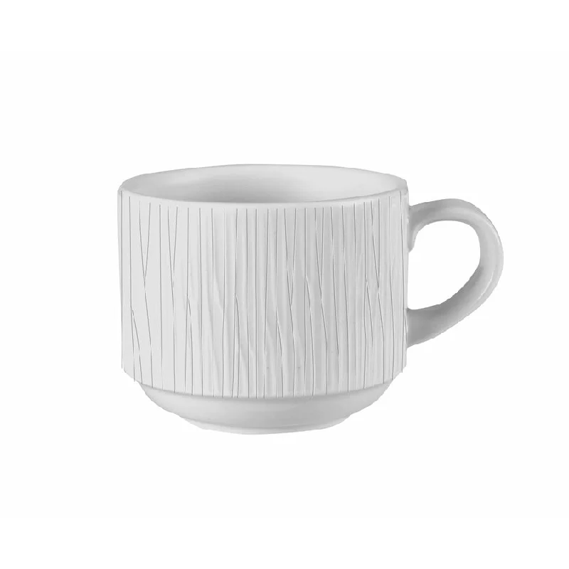 Churchill Bamboo 8 Oz Stacking Cup, White 12 /Case - WHBALSC8