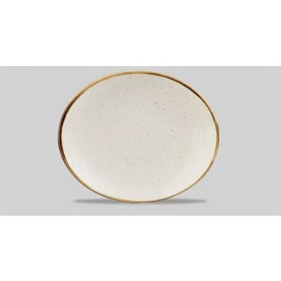 Churchill Stonecast 7.75" x 6.25" Oval Coupe Plate, Barley White 12 /Case - SWHSOP7