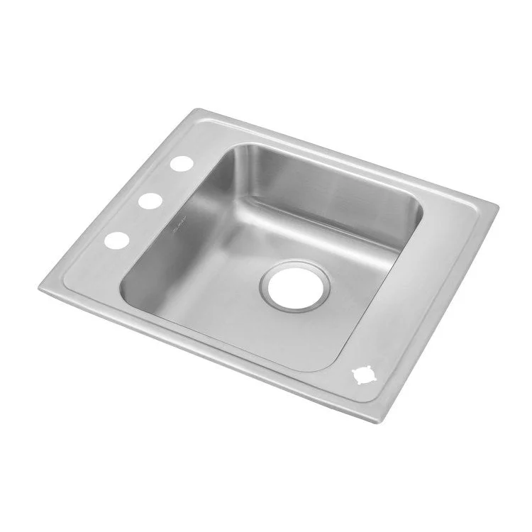 Classroom Sink Lustertone 22 x 19.5 Inch Single Bowl ADA Rectangular 4 Hole Lustrous Satin Drop-In Minimum Cabinet Size 27 Inch 5-1/2 Inch 18 Gauge Bottom Only Pads