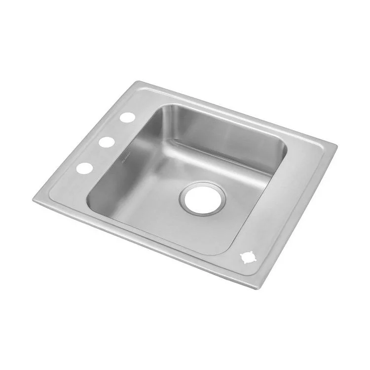 Classroom Sink Lustertone 22 x 19.5 Inch Single Bowl ADA Rectangular 2 Hole Lustrous Satin Drop-In Minimum Cabinet Size 27 Inch 5-1/2 Inch Quick Clip Mounting System 18 Gauge Bottom Only Pads