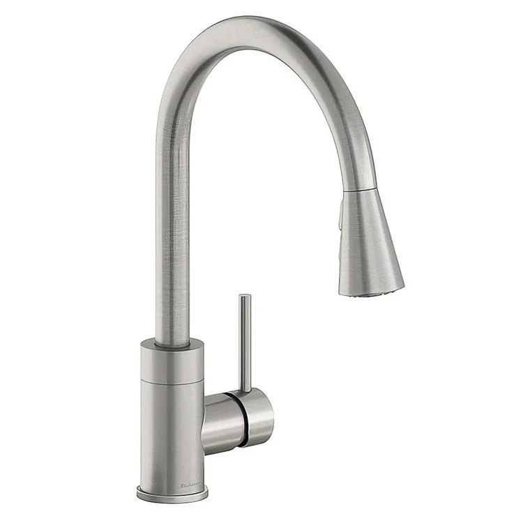 Kitchen Faucet Avado Deck Mount 1 Forward Only Lever ADA Lustrous Steel Pull Down Spray 1 Hole Spout Height 15-11/16 Inch