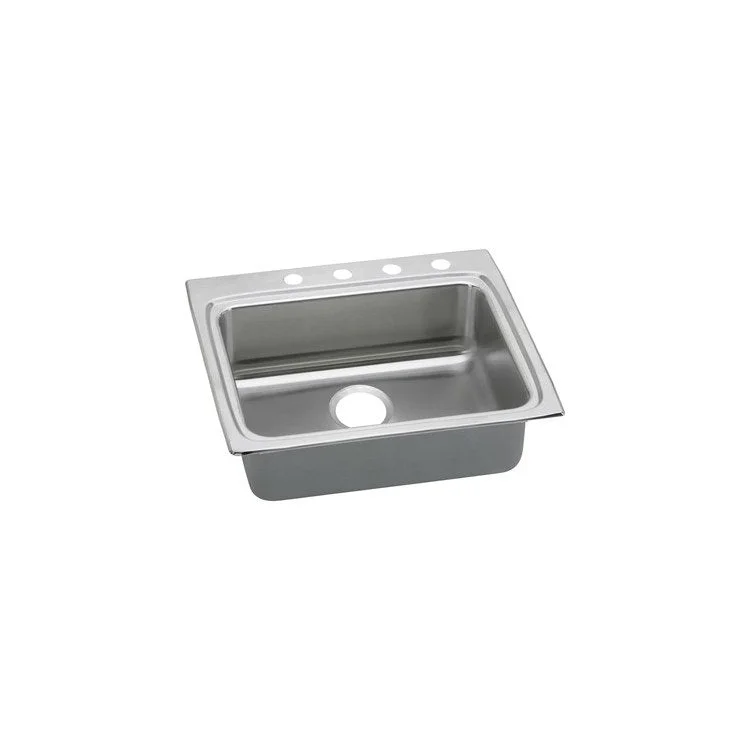 Kitchen Sink Lustertone Classic 25 x 22 Inch Single Bowl MR2 Hole ADA Lustrous Satin Top Mount Rectangle Drain Location Rear Center Depth 6-1/2 Inch Bottom Only Pads