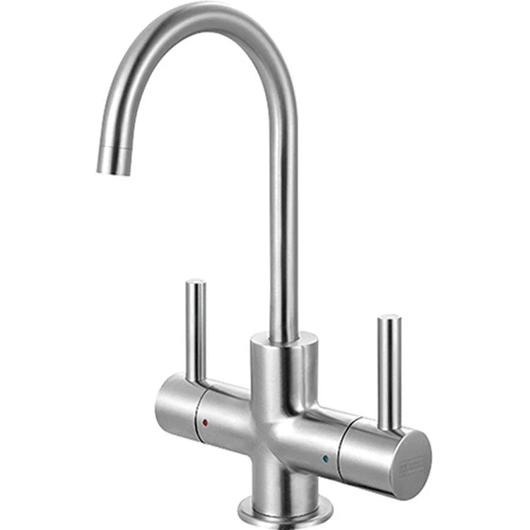 Water Dispenser Steel Hot & Cold Tap 2 Lever Swivel Spout Satin Nickel